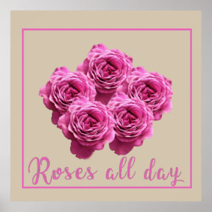 lila rosa blommigt ro poster