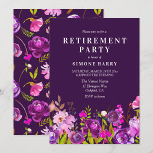 Lila Rosa Blommigt Watercolor Pension Party Inbjudningar
