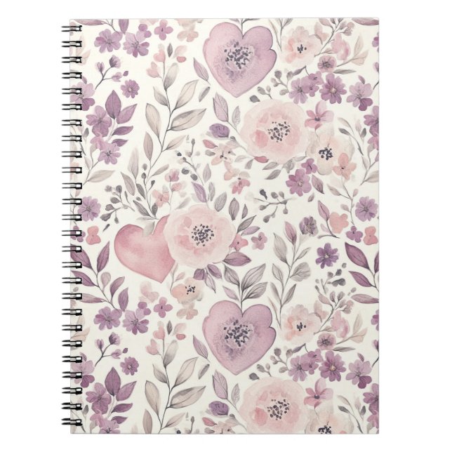 Lila Rosa Blommor Anteckningsbok (Framsidan)