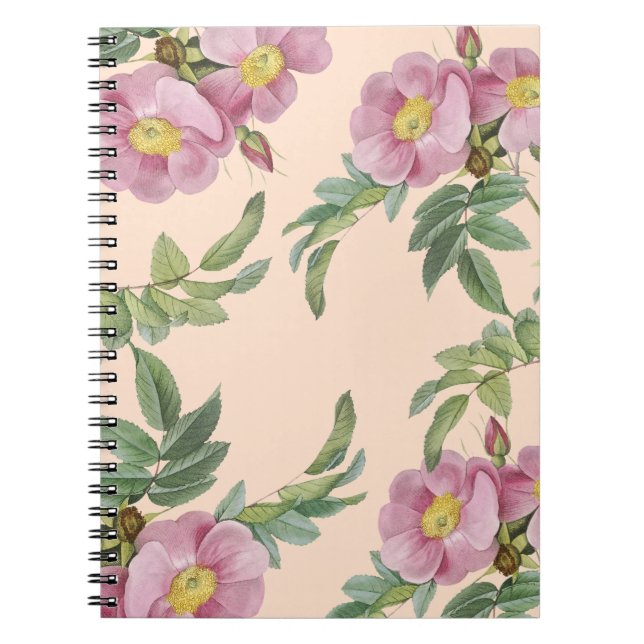 lila rosa blommor anteckningsbok (Framsidan)