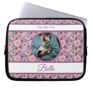 Lila rosa blommor & banderoller med namn/fras laptop fodral