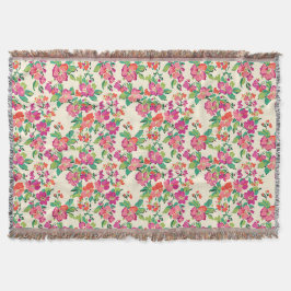 Lila\rosa blommor grönt löv filt