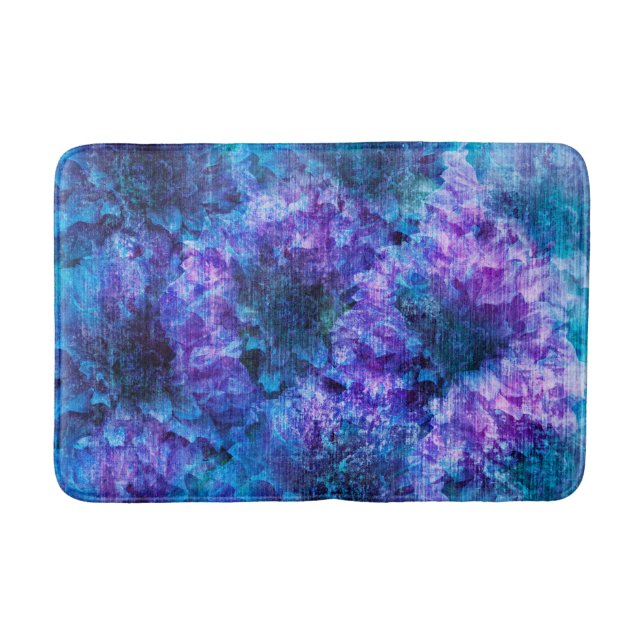 Lila rosa Blommor mönster digital design Badrumsmatta (Framsidan)