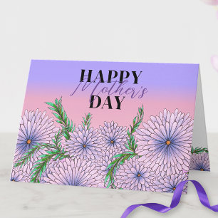 Lila Rosa Blommor och Gröna blad Mors dag Kort