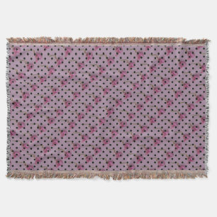Lila rosa Blommor och svart polka dots Mysfilt