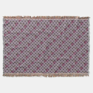 Lila rosa Blommor och svart polka dots Mysfilt