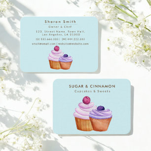 Lila Rosa Blue Bakery Kopp Cakes Baker Visitkort