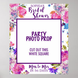 Lila Rosa & Blue Flower Möhippa Photo Prop Poster