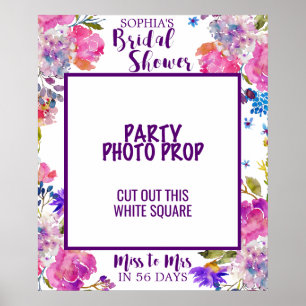 Lila Rosa & Blue Flower Möhippa Photo Prop Poster