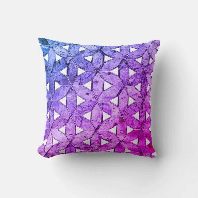 Lila rosa blue Mosaic Flower of Life Kudde (Framsida)