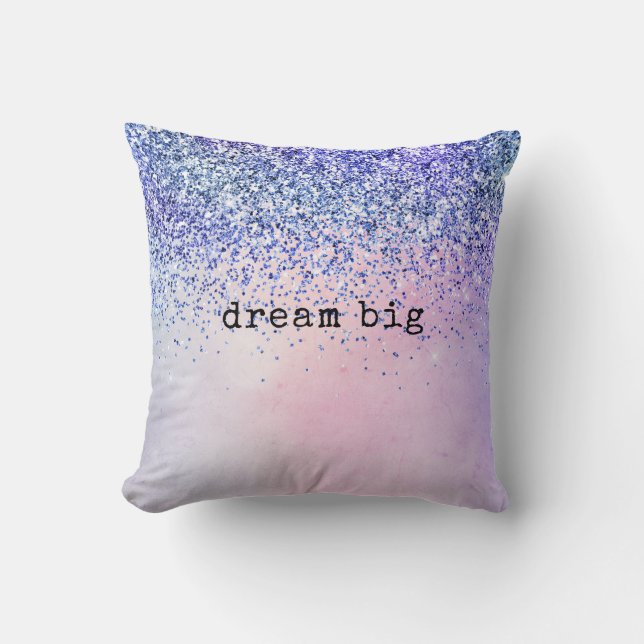 Lila Rosa Blue Ombre Glitter Kudde (Framsida)