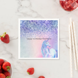 Lila Rosa Blue Ombre Glitter Unicorn Pappersservett