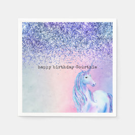 Lila Rosa Blue Ombre Glitter Unicorn Pappersservett