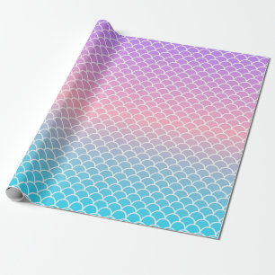 Lila Rosa Blue Sjöjungfru Fish Presentpapper