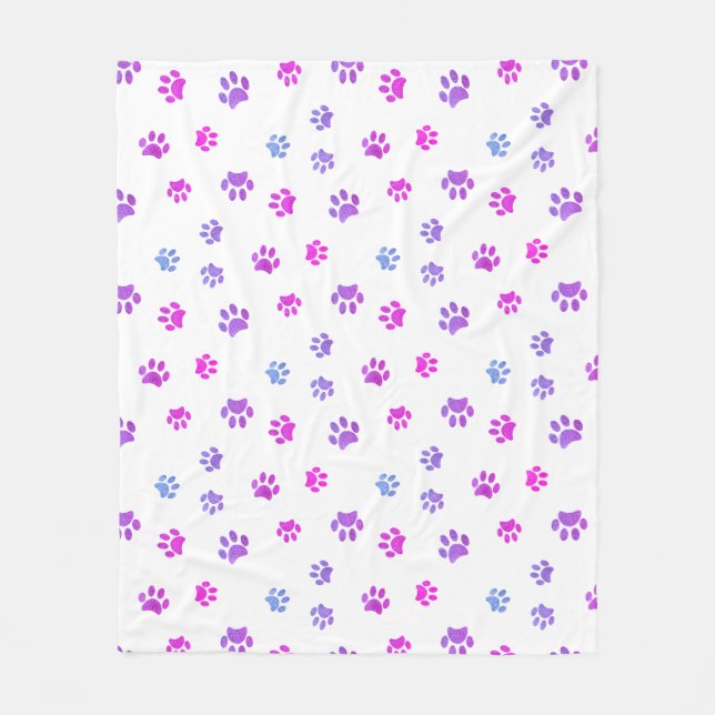 Lila Rosa Blue Tass avtryck Mönster Fleecefilt (Framsidan)