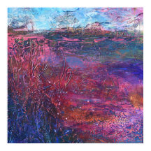 Lila Rosa Blue Textured Abstrakt Painting