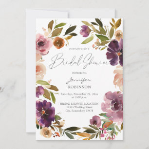 Lila & Rosa Blush Blommig Bröllopsdusch Inbjudningar