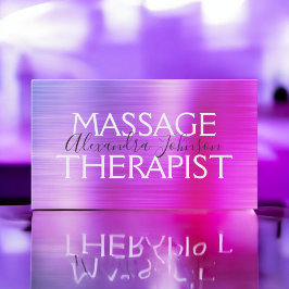 Lila - Rosa Braved Metall massageterapi Visitkort