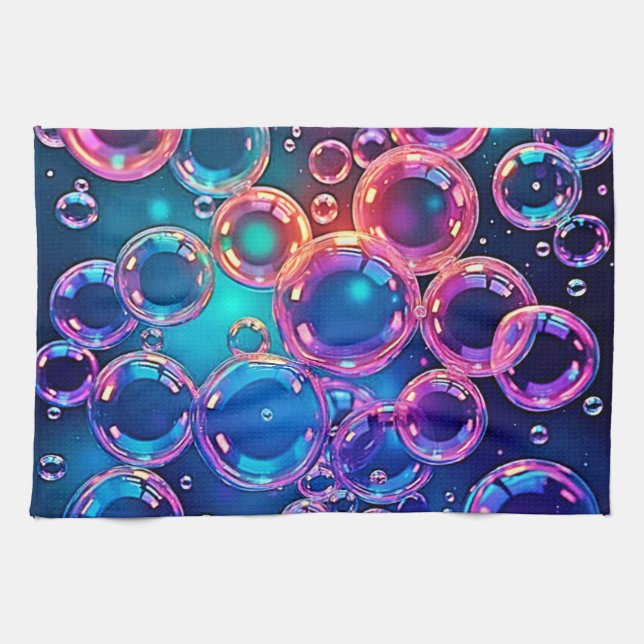 Lila Rosa Bubble Magic Kökshandduk (Horisontell)