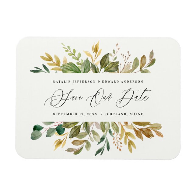 Lila, rosa, burgundi + guld blommigt bröllop magnet (Horisontell)