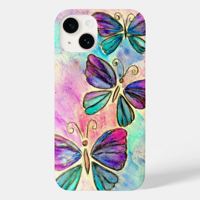 Lila Rosa Butterflies iphone case (Baksida)