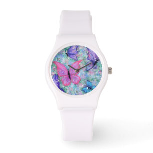 Lila Rosa Butterflies som flyger Watch Vår Armbandsur