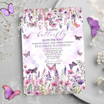 Lila Rosa Butterflies & Wildblomma Baby Shower