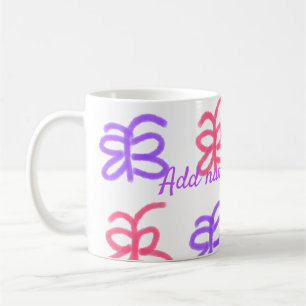 Lila rosa butterfly doodle mönster lägg till namn kaffemugg