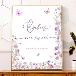 Lila Rosa Butterfly Wildblomme Spädbarn är Sweet Poster