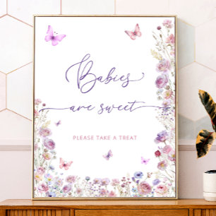 Lila Rosa Butterfly Wildblomme Spädbarn är Sweet Poster