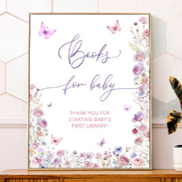Lila Rosa Butterfly Wildblommor Bokar för Baby Poster