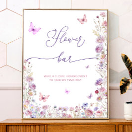 Lila Rosa Butterfly Wildblommor Flower Pub Poster