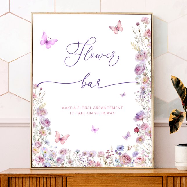 Lila Rosa Butterfly Wildblommor Flower Pub Poster (Skapare uppladdad)