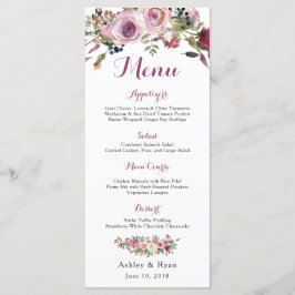 Lila Rosa Chic Ro Blommigt Bröllop Menu Meny