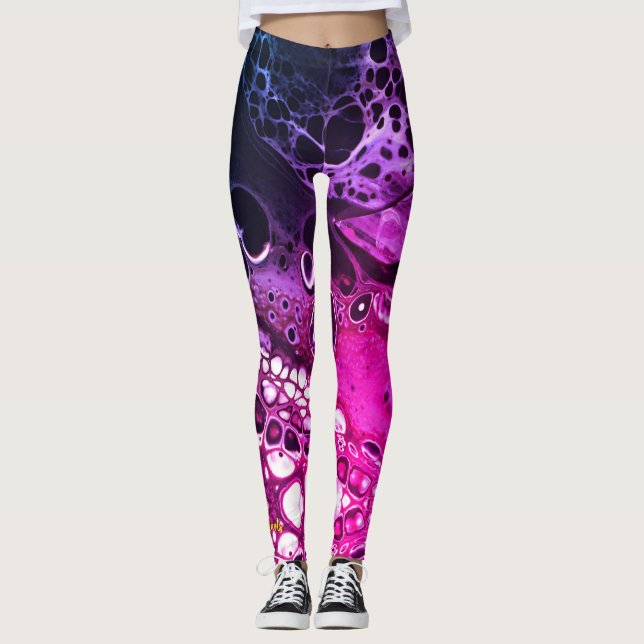 LILA ROSA COSMIC MÖRK WEBBING  LEGGINGS (Framsida)