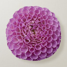 Lila Rosa Dahlia Flower Round Pillow Rund Kudde