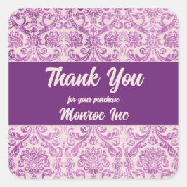 Lila Rosa Damask Fyrkantigt Klistermärke