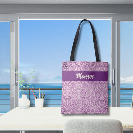 Lila Rosa Damask Tygkasse