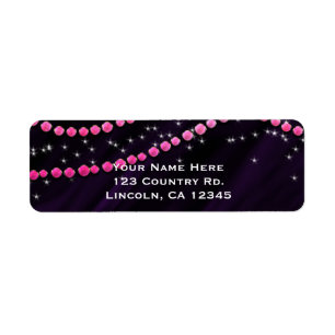 Lila & Rosa Diamant Bling Glam Glitter Returadress Etikett