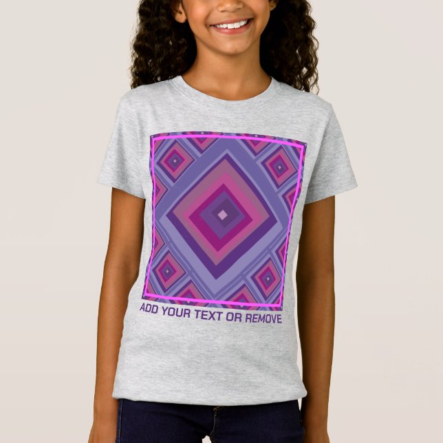 Lila Rosa Diamond Squares Mönster Lägg till text G T Shirt (Framsida)
