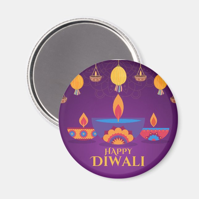Lila rosa Diwali ljusillustration Magnet (Front/Back)