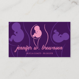 Lila Rosa Doula Förlossning Gravid Guld Bebis Nyfö Visitkort