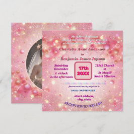 Lila Rosa Dripping Faux Glitter blommigt Inbjudningar