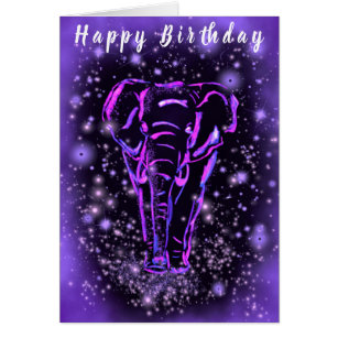Lila Rosa Elephant Birthday Card Hälsningskort