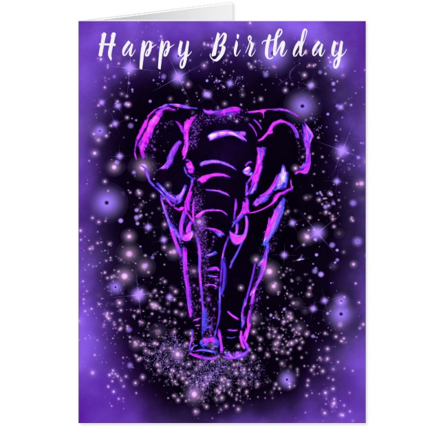 Lila Rosa Elephant Birthday Card Hälsningskort (Framsidan)