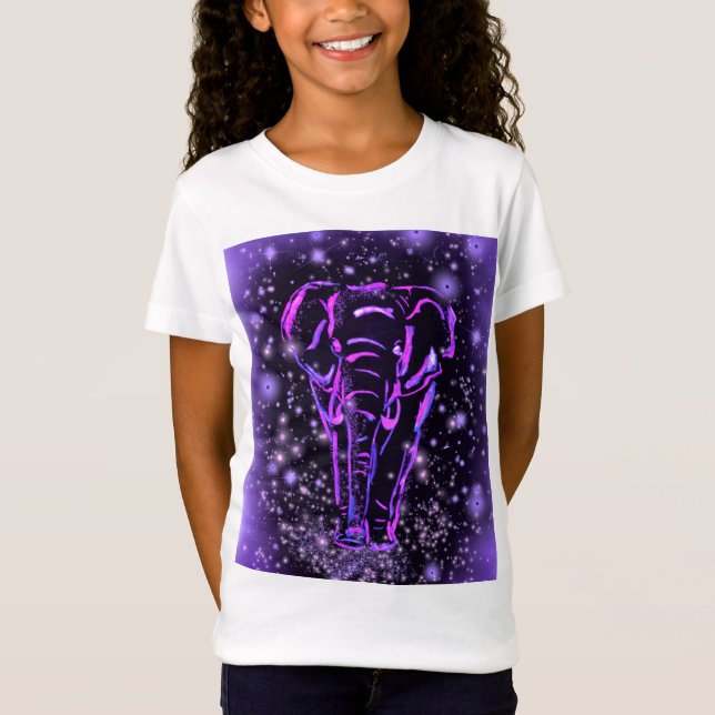 Lila Rosa Elephant T-Shirt Starry Night (Framsida)