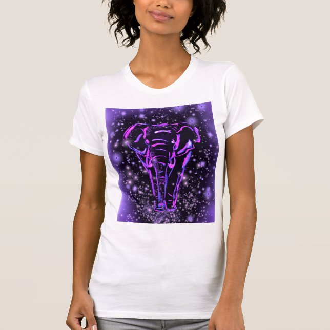 Lila Rosa Elephant T-Shirt Walking at Galaxy (Framsida)