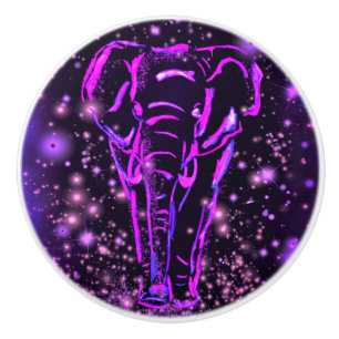 Lila Rosa Elephant vid grottnattskeramisk knopp