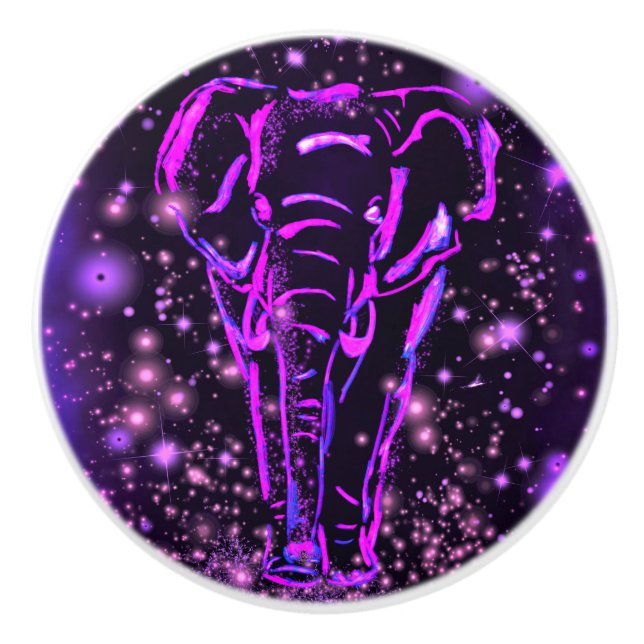 Lila Rosa Elephant vid grottnattskeramisk knopp (Framsidan)