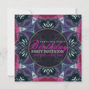 Lila Rosa Fabulous 40 Event Party-inbjudan Inbjudningar